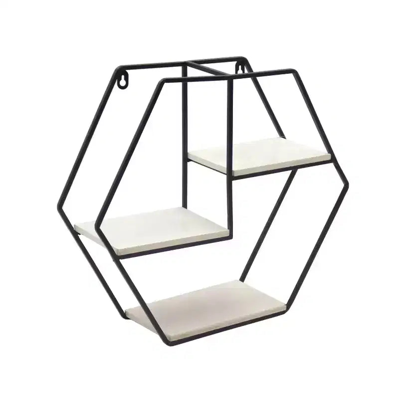 Slickblue Wall Mounted Shelf, Iron and Wood 3 Layer Storage Rack, Rustic Industrial Style, Medium, 17.5x15.4