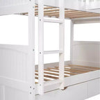 Letto a castello triplo a L grigio/bianco, a due piani, 3 posti letto