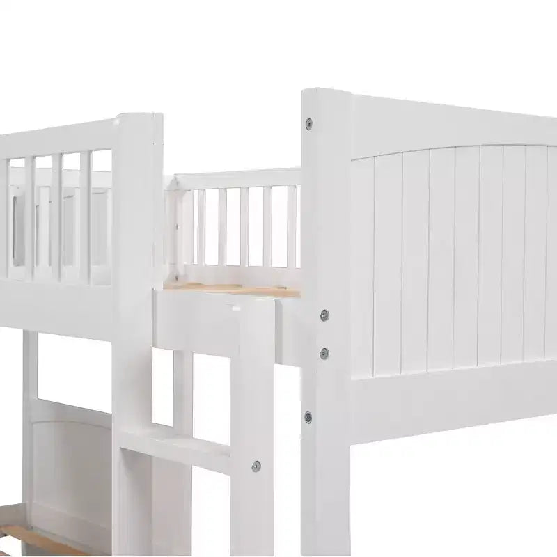 Letto a castello triplo a L grigio/bianco, a due piani, 3 posti letto