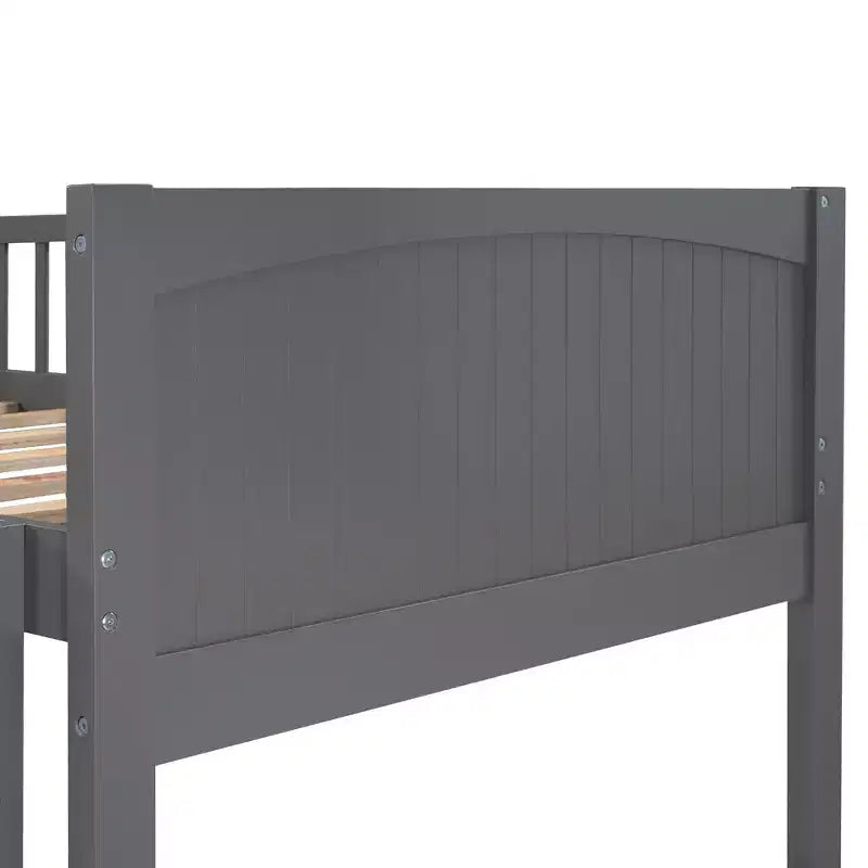 Letto a castello triplo a L grigio/bianco, a due piani, 3 posti letto
