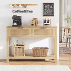 Consolle Burlywood scanalata con 2 cassetti – Legno, 1 pezzo