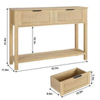 Consolle Burlywood scanalata con 2 cassetti – Legno, 1 pezzo