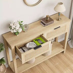 Consolle Burlywood scanalata con 2 cassetti – Legno, 1 pezzo