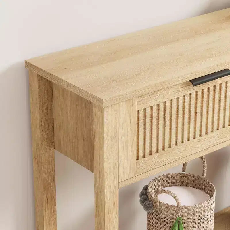 Consolle Burlywood scanalata con 2 cassetti – Legno, 1 pezzo