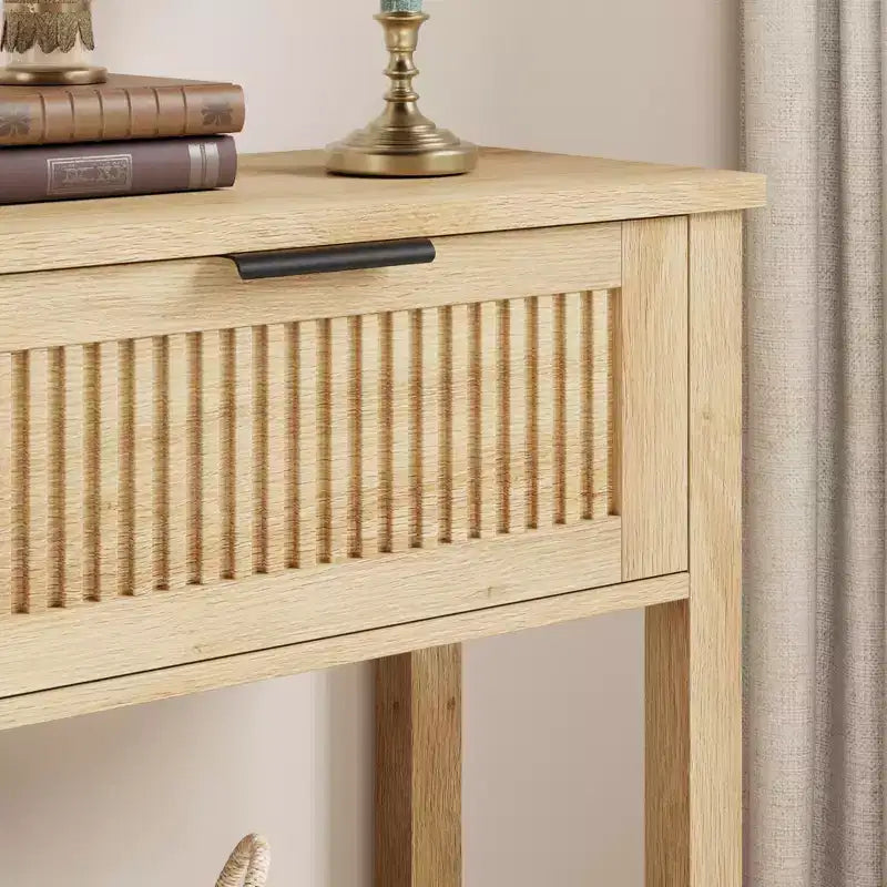 Consolle Burlywood scanalata con 2 cassetti – Legno, 1 pezzo