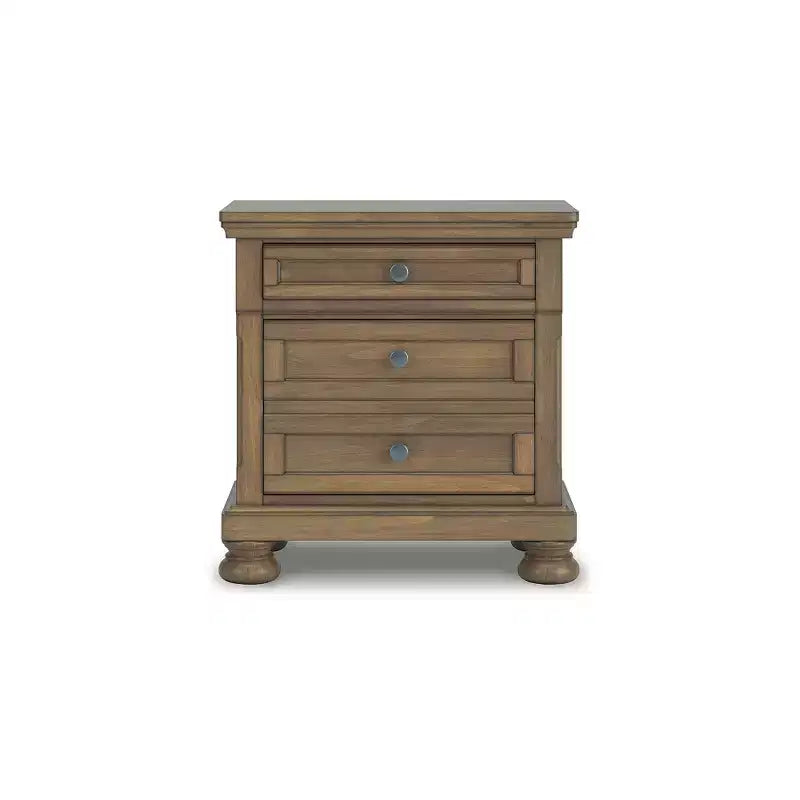 Comodino marrone a 2 cassetti con maniglie color peltro – Per 1