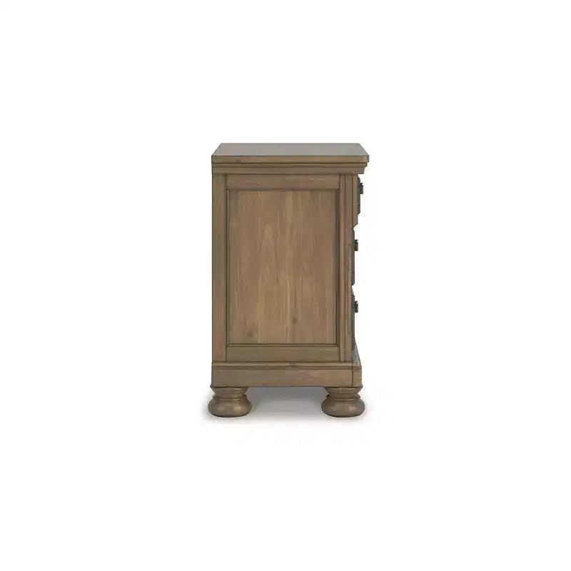 Comodino marrone a 2 cassetti con maniglie color peltro – Per 1