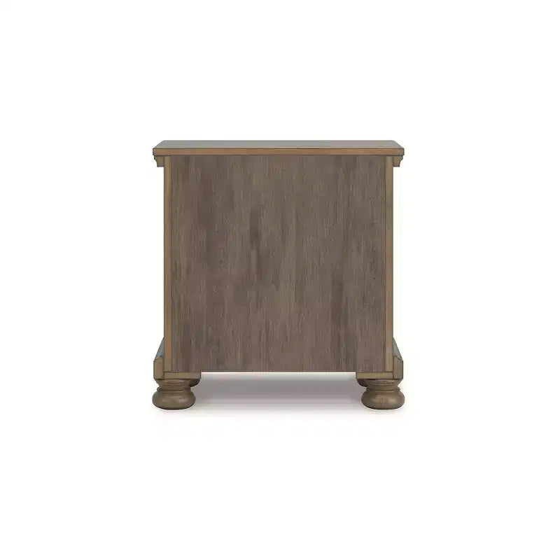 Comodino marrone a 2 cassetti con maniglie color peltro – Per 1