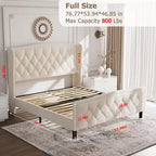 Struttura letto imbottita con testiera ad ali in velluto grigio, Queen/King, 1-2 persone