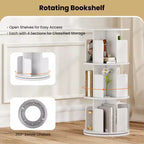 Libreria girevole a 3 livelli a 360° con divisori, colore naturale/bianco, 1-2 persone
