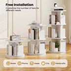 Libreria girevole a 3 livelli a 360° con divisori, colore naturale/bianco, 1-2 persone