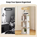 Libreria girevole a 3 livelli a 360° con divisori, colore naturale/bianco, 1-2 persone