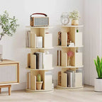 Libreria girevole a 3 livelli a 360° con divisori, colore naturale/bianco, 1-2 persone