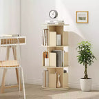Libreria girevole a 3 livelli a 360° con divisori, colore naturale/bianco, 1-2 persone