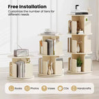 Libreria girevole a 3 livelli a 360° con divisori, colore naturale/bianco, 1-2 persone