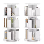 Libreria girevole a 3 livelli a 360° con divisori, colore naturale/bianco, 1-2 persone