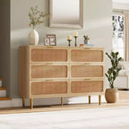Dresser for Bedroom with 6 Drawer , Wooden Chest of Drawers for Closet,Large Double Dresser with Deep Drawers, for Living Room, Hallway