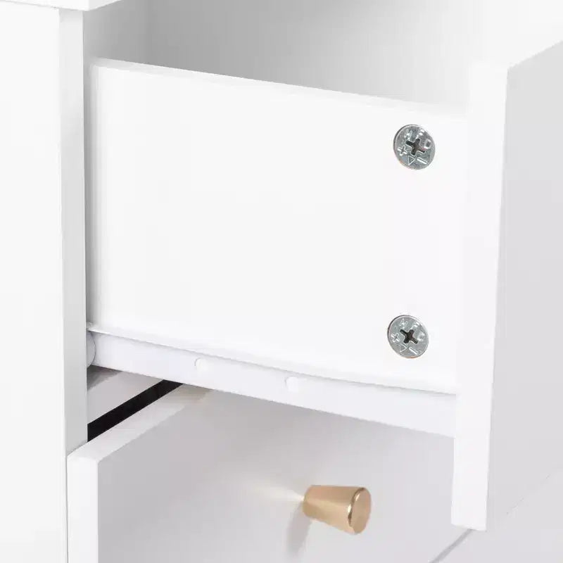 Comodino bianco a 4 cassetti con porte USB e prese AC, per 1