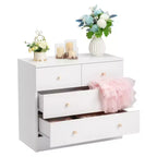Comodino bianco a 4 cassetti con porte USB e prese AC, per 1