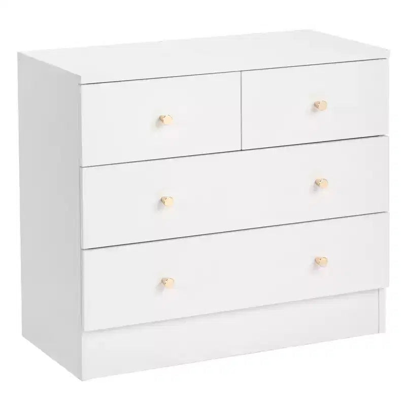 Comodino bianco a 4 cassetti con porte USB e prese AC, per 1