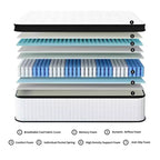 Materasso Ibrido a Molle Insacchettate in Memory Foam Bianco, Spessore 30 cm, Singolo/Piazza e Mezza/Matrimoniale/King Size, 1-2 Persone