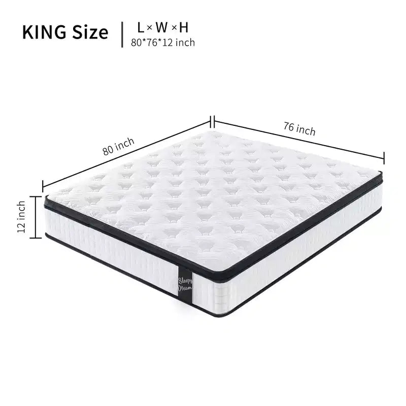 Materasso Ibrido a Molle Insacchettate in Memory Foam Bianco, Spessore 30 cm, Singolo/Piazza e Mezza/Matrimoniale/King Size, 1-2 Persone