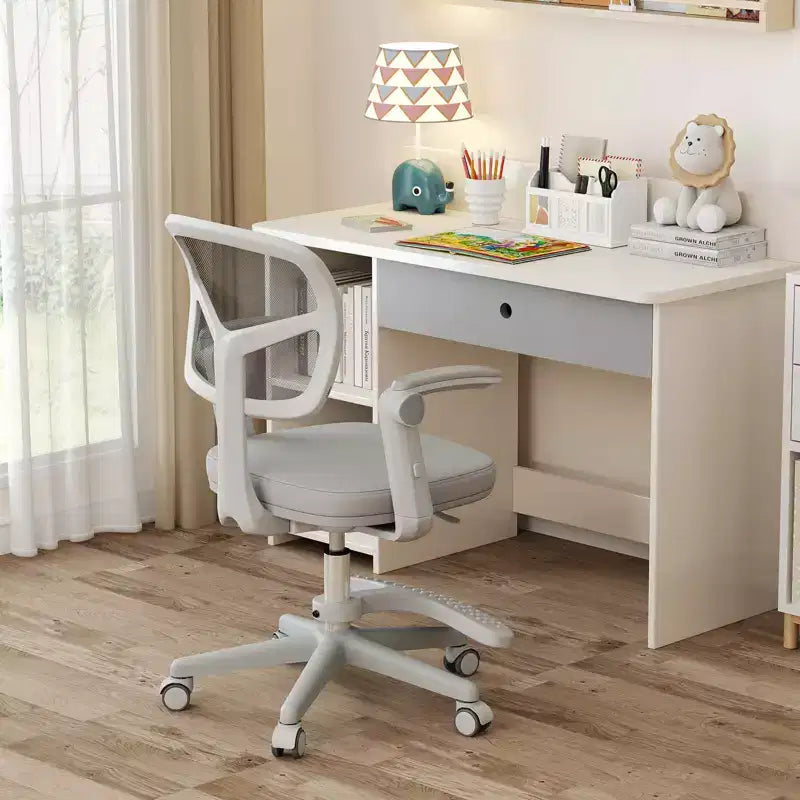 Sedia da Scrivania per Bambini con Altezza, Braccioli e Poggiapiedi Regolabili – Blu/Grigio/Verde/Rosa/Viola, per 1 Bambino