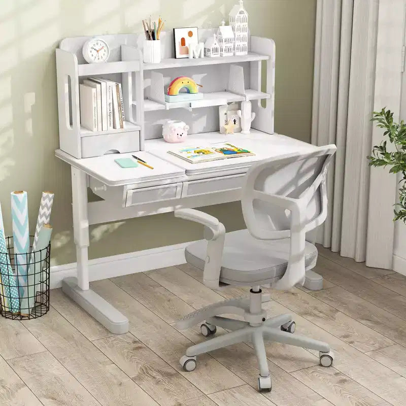 Sedia da Scrivania per Bambini con Altezza, Braccioli e Poggiapiedi Regolabili – Blu/Grigio/Verde/Rosa/Viola, per 1 Bambino