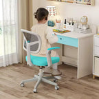Sedia da Scrivania per Bambini con Altezza, Braccioli e Poggiapiedi Regolabili – Blu/Grigio/Verde/Rosa/Viola, per 1 Bambino