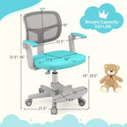 Sedia da Scrivania per Bambini con Altezza, Braccioli e Poggiapiedi Regolabili – Blu/Grigio/Verde/Rosa/Viola, per 1 Bambino