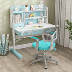 Sedia da Scrivania per Bambini con Altezza, Braccioli e Poggiapiedi Regolabili – Blu/Grigio/Verde/Rosa/Viola, per 1 Bambino