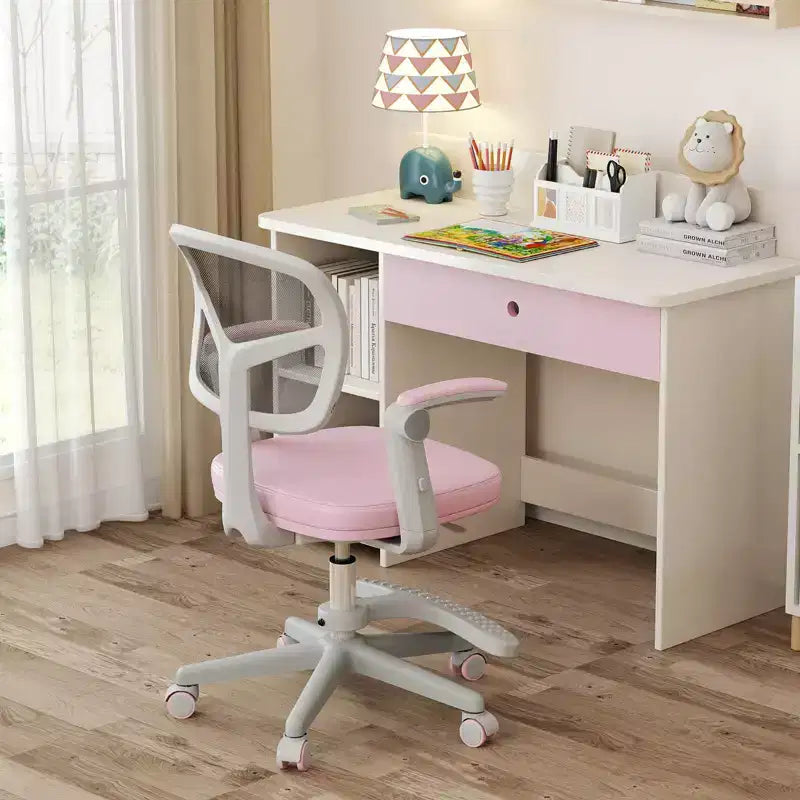 Sedia da Scrivania per Bambini con Altezza, Braccioli e Poggiapiedi Regolabili – Blu/Grigio/Verde/Rosa/Viola, per 1 Bambino