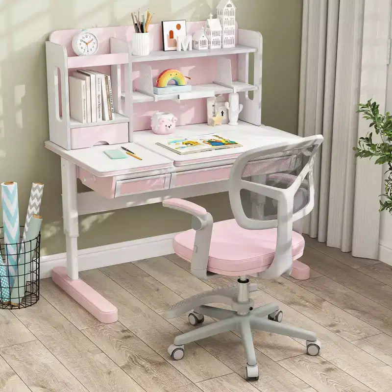 Sedia da Scrivania per Bambini con Altezza, Braccioli e Poggiapiedi Regolabili – Blu/Grigio/Verde/Rosa/Viola, per 1 Bambino