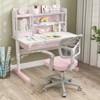 Sedia da Scrivania per Bambini con Altezza, Braccioli e Poggiapiedi Regolabili – Blu/Grigio/Verde/Rosa/Viola, per 1 Bambino