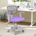 Sedia da Scrivania per Bambini con Altezza, Braccioli e Poggiapiedi Regolabili – Blu/Grigio/Verde/Rosa/Viola, per 1 Bambino