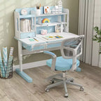 Sedia da Scrivania per Bambini con Altezza, Braccioli e Poggiapiedi Regolabili – Blu/Grigio/Verde/Rosa/Viola, per 1 Bambino