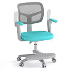Sedia da Scrivania per Bambini con Altezza, Braccioli e Poggiapiedi Regolabili – Blu/Grigio/Verde/Rosa/Viola, per 1 Bambino