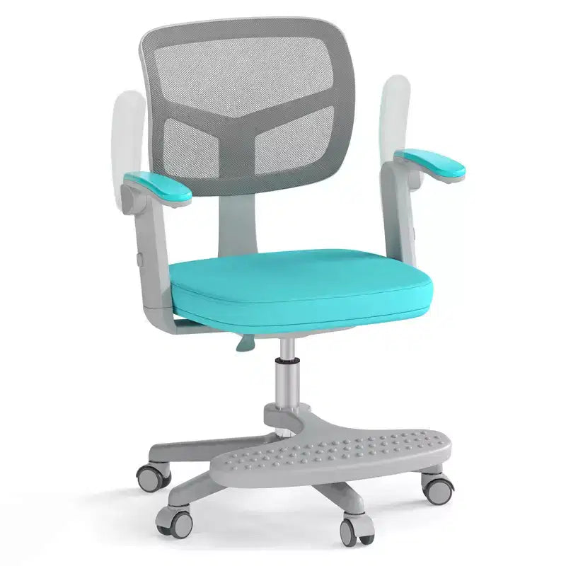 Sedia da Scrivania per Bambini con Altezza, Braccioli e Poggiapiedi Regolabili – Blu/Grigio/Verde/Rosa/Viola, per 1 Bambino