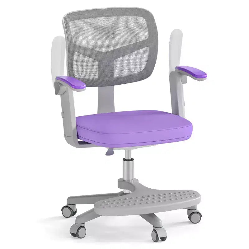 Sedia da Scrivania per Bambini con Altezza, Braccioli e Poggiapiedi Regolabili – Blu/Grigio/Verde/Rosa/Viola, per 1 Bambino