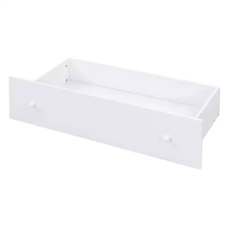 Grigio/Bianco, Letto a Soppalco Gemello a L e Letto a Piattaforma Gemello con 7 Cassetti, per 2 Bambini