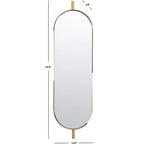 Specchio da Parete Ovale con Cornice in Ottone, Singolo, 12" x 43"