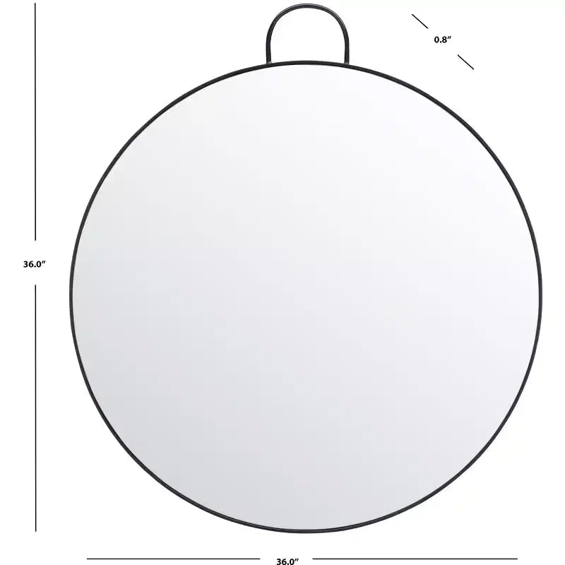 Specchio da Parete Rotondo, Nero / Ottone / Argento, Cornice in Ferro, 91x91 cm, 1 Pezzo