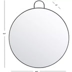 Specchio da Parete Rotondo, Nero / Ottone / Argento, Cornice in Ferro, 91x91 cm, 1 Pezzo