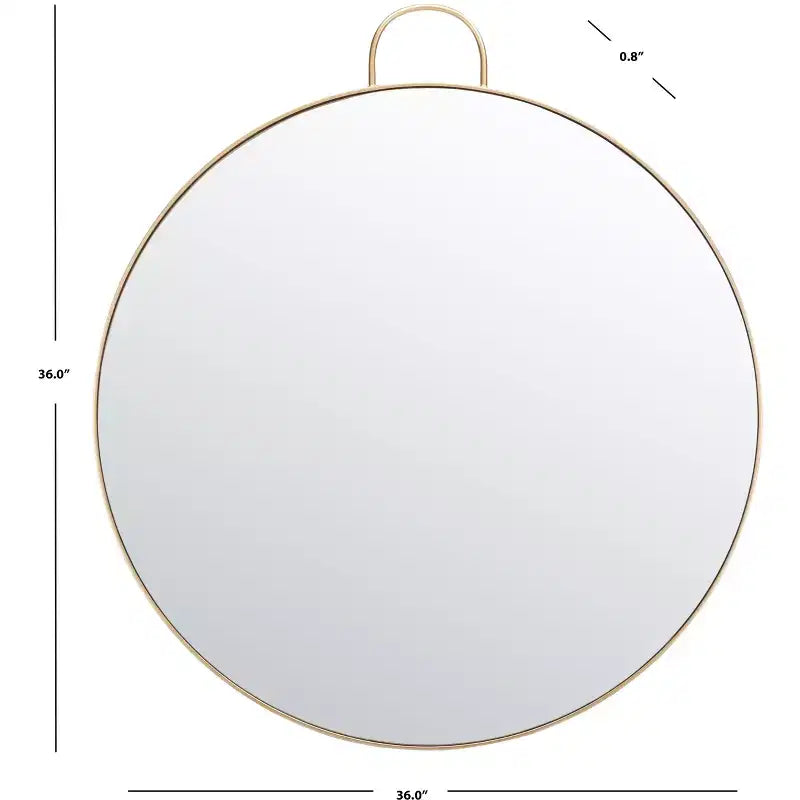 Specchio da Parete Rotondo, Nero / Ottone / Argento, Cornice in Ferro, 91x91 cm, 1 Pezzo