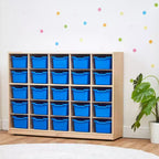 Mobiletto contenitore a 25 scomparti con cassetti estraibili, 5×5 – Blu / Trasparente / Contemporaneo / Tonalità terra