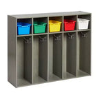 ECR4Kids Streamline 5-Section Toddler Coat Locker and 5 Scoop Front Bins, Cubby Storage