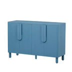 Credenza Buffet a 4 Ante in Legno Naturale, Ripiani Regolabili, Maniglie ad Arco