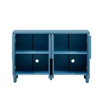 Credenza Buffet a 4 Ante in Legno Naturale, Ripiani Regolabili, Maniglie ad Arco
