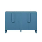 Credenza Buffet a 4 Ante in Legno Naturale, Ripiani Regolabili, Maniglie ad Arco