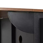 Isola da cucina a carrello da fattoria bianca/nera con anta scorrevole a serrandina e anta a ribalta - Carrello su ruote per 1, 141 cm L